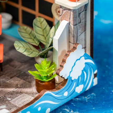 Rolife DS039 Deniz Tatil Restoranı Sea Holiday Restaurant DIY Minyatür Maket ModelSet Mini Dollhouse 3D Model Kit Detaylı Dekoratif Hobi Seti 3D Puzzle Tiny House - Thumbnail