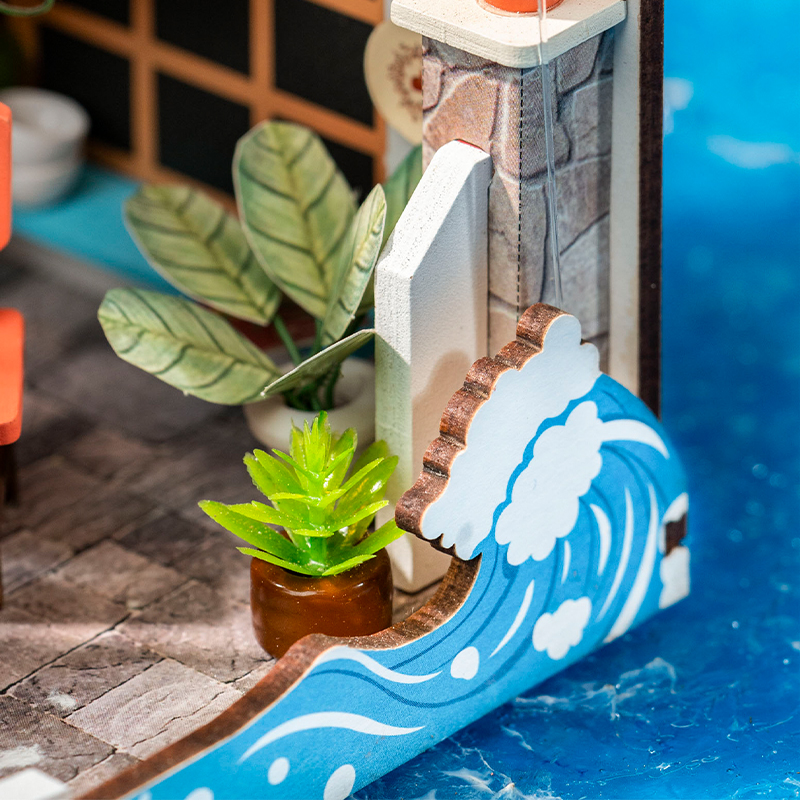 Rolife DS039 Deniz Tatil Restoranı Sea Holiday Restaurant DIY Minyatür Maket ModelSet Mini Dollhouse 3D Model Kit Detaylı Dekoratif Hobi Seti 3D Puzzle Tiny House