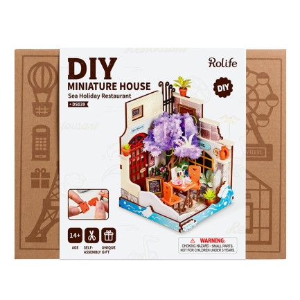 Rolife DS039 Deniz Tatil Restoranı Sea Holiday Restaurant DIY Minyatür Maket ModelSet Mini Dollhouse 3D Model Kit Detaylı Dekoratif Hobi Seti 3D Puzzle Tiny House - Thumbnail