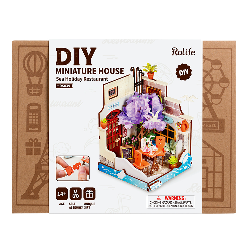 Rolife DS039 Deniz Tatil Restoranı Sea Holiday Restaurant DIY Minyatür Maket ModelSet Mini Dollhouse 3D Model Kit Detaylı Dekoratif Hobi Seti 3D Puzzle Tiny House