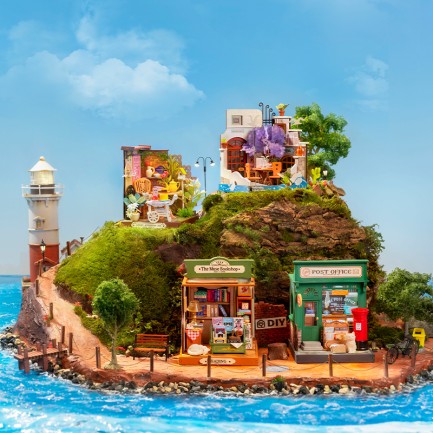 Rolife DS040 Kitabevi (The Muse Bookshop) DIY Minyatür Maket Model Seti Mini Dollhouse 3D Model Kit Detaylı Dekoratif Hobi Seti 3D Puzzle Tiny House - Thumbnail