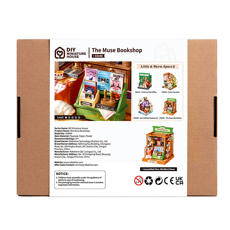 Rolife DS040 Kitabevi (The Muse Bookshop) DIY Minyatür Maket Model Seti Mini Dollhouse 3D Model Kit Detaylı Dekoratif Hobi Seti 3D Puzzle Tiny House