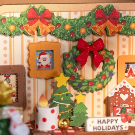 Rolife DS041 Yılbaşı Temalı Ev (Christmas Fireplace) DIY Minyatür Maket Model Seti Mini Dollhouse 3D Model Kit Detaylı Dekoratif Hobi Seti 3D Puzzle Tiny House - Thumbnail