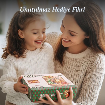 Rolife DS041 Yılbaşı Temalı Ev (Christmas Fireplace) DIY Minyatür Maket Model Seti Mini Dollhouse 3D Model Kit Detaylı Dekoratif Hobi Seti 3D Puzzle Tiny House - Thumbnail