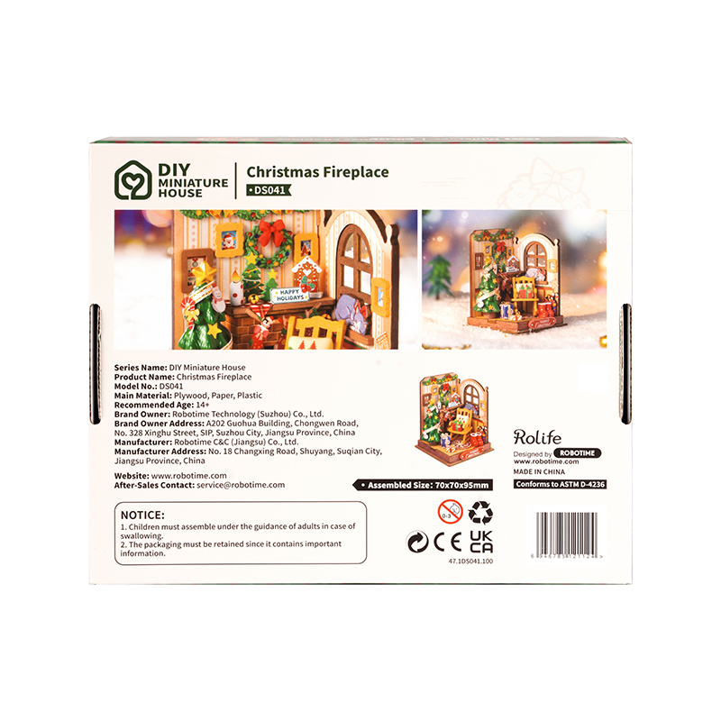 Rolife DS041 Yılbaşı Temalı Ev (Christmas Fireplace) DIY Minyatür Maket Model Seti Mini Dollhouse 3D Model Kit Detaylı Dekoratif Hobi Seti 3D Puzzle Tiny House