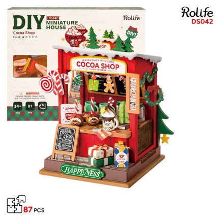 Rolife - Rolife DS042 Kakao Mağazası (Cocoa Shop) DIY Minyatür Maket Model Seti Mini Dollhouse 3D Model Kit Detaylı Dekoratif Hobi Seti 3D Puzzle Tiny House