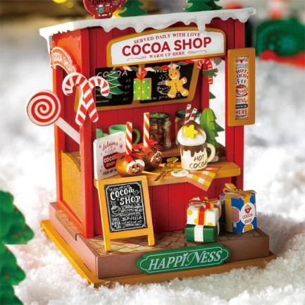 Rolife DS042 Kakao Mağazası (Cocoa Shop) DIY Minyatür Maket Model Seti Mini Dollhouse 3D Model Kit Detaylı Dekoratif Hobi Seti 3D Puzzle Tiny House - Thumbnail