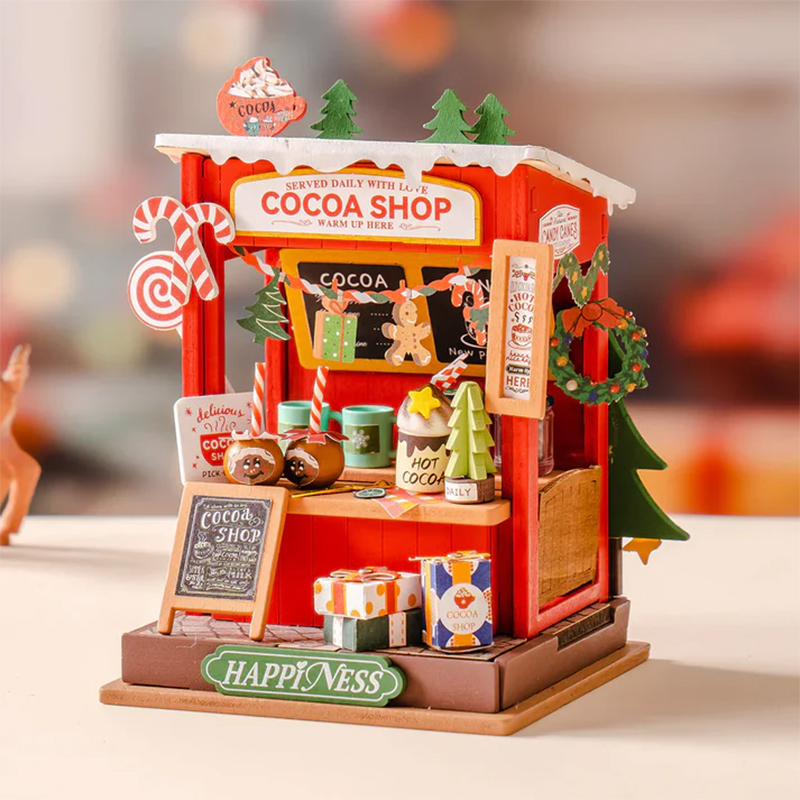 Rolife DS042 Kakao Mağazası (Cocoa Shop) DIY Minyatür Maket Model Seti Mini Dollhouse 3D Model Kit Detaylı Dekoratif Hobi Seti 3D Puzzle Tiny House