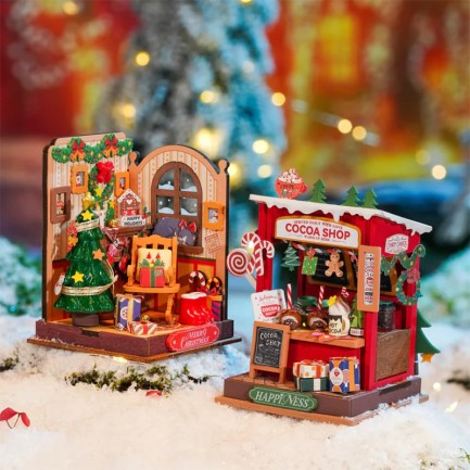 Rolife DS042 Kakao Mağazası (Cocoa Shop) DIY Minyatür Maket Model Seti Mini Dollhouse 3D Model Kit Detaylı Dekoratif Hobi Seti 3D Puzzle Tiny House - Thumbnail