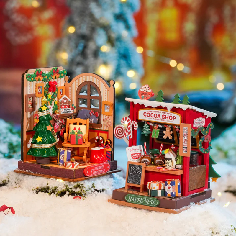 Rolife DS042 Kakao Mağazası (Cocoa Shop) DIY Minyatür Maket Model Seti Mini Dollhouse 3D Model Kit Detaylı Dekoratif Hobi Seti 3D Puzzle Tiny House