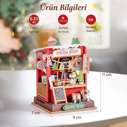Rolife DS042 Kakao Mağazası (Cocoa Shop) DIY Minyatür Maket Model Seti Mini Dollhouse 3D Model Kit Detaylı Dekoratif Hobi Seti 3D Puzzle Tiny House - Thumbnail