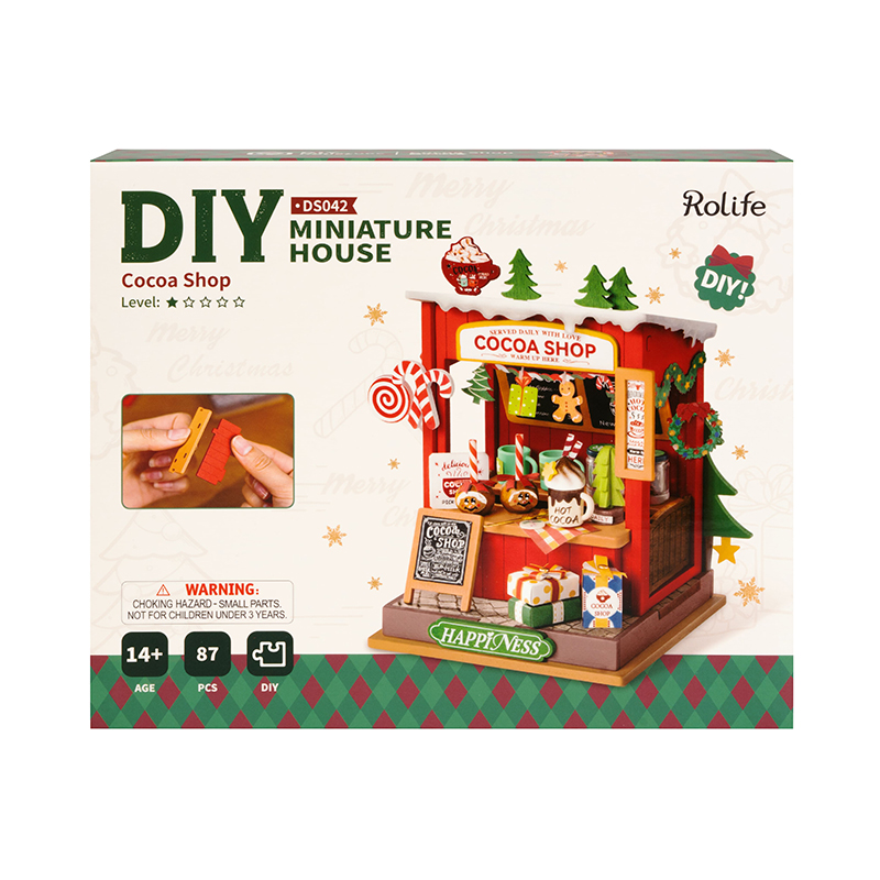 Rolife DS042 Kakao Mağazası (Cocoa Shop) DIY Minyatür Maket Model Seti Mini Dollhouse 3D Model Kit Detaylı Dekoratif Hobi Seti 3D Puzzle Tiny House