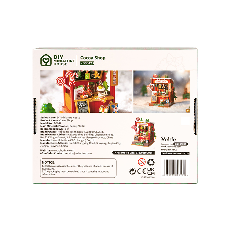 Rolife DS042 Kakao Mağazası (Cocoa Shop) DIY Minyatür Maket Model Seti Mini Dollhouse 3D Model Kit Detaylı Dekoratif Hobi Seti 3D Puzzle Tiny House