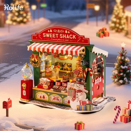 Rolife DS043 Tatlı Standı (Christmas Candy Stand) DIY Minyatür Maket Model Seti Mini Dollhouse 3D Model Kit Detaylı Dekoratif Hobi Seti 3D Puzzle Tiny House - Thumbnail