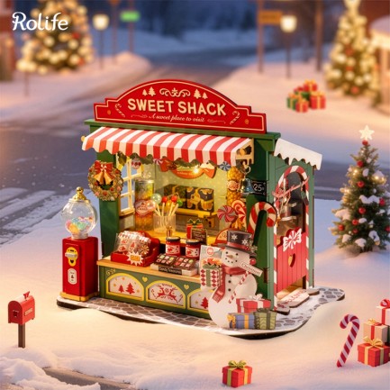 Rolife DS043 Tatlı Standı (Christmas Candy Stand) DIY Minyatür Maket Model Seti Mini Dollhouse 3D Model Kit Detaylı Dekoratif Hobi Seti 3D Puzzle Tiny House - Thumbnail