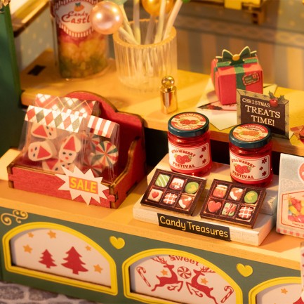 Rolife DS043 Tatlı Standı (Christmas Candy Stand) DIY Minyatür Maket Model Seti Mini Dollhouse 3D Model Kit Detaylı Dekoratif Hobi Seti 3D Puzzle Tiny House - Thumbnail