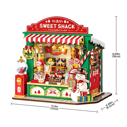 Rolife DS043 Tatlı Standı (Christmas Candy Stand) DIY Minyatür Maket Model Seti Mini Dollhouse 3D Model Kit Detaylı Dekoratif Hobi Seti 3D Puzzle Tiny House - Thumbnail