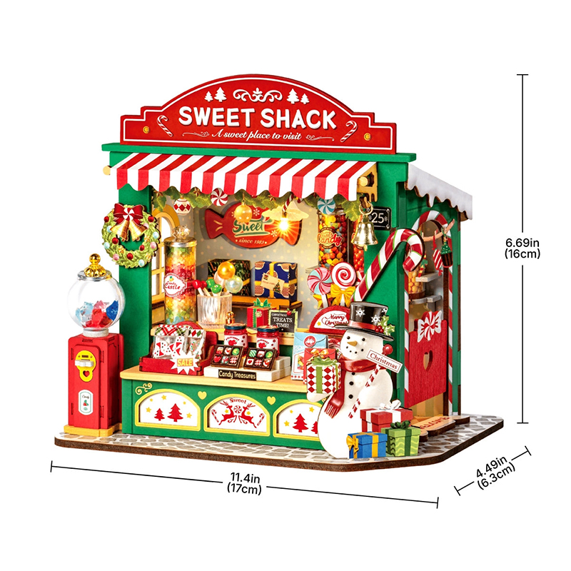 Rolife DS043 Tatlı Standı (Christmas Candy Stand) DIY Minyatür Maket Model Seti Mini Dollhouse 3D Model Kit Detaylı Dekoratif Hobi Seti 3D Puzzle Tiny House