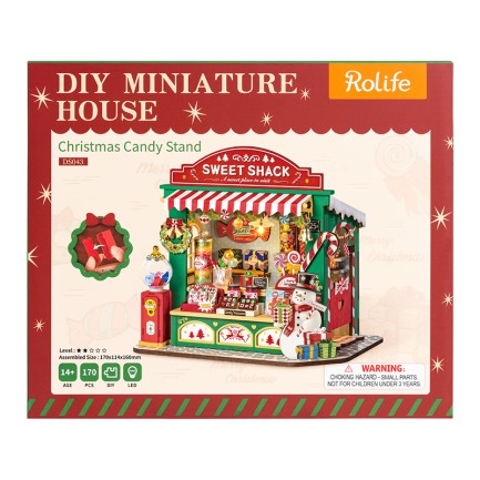 Rolife DS043 Tatlı Standı (Christmas Candy Stand) DIY Minyatür Maket Model Seti Mini Dollhouse 3D Model Kit Detaylı Dekoratif Hobi Seti 3D Puzzle Tiny House - Thumbnail