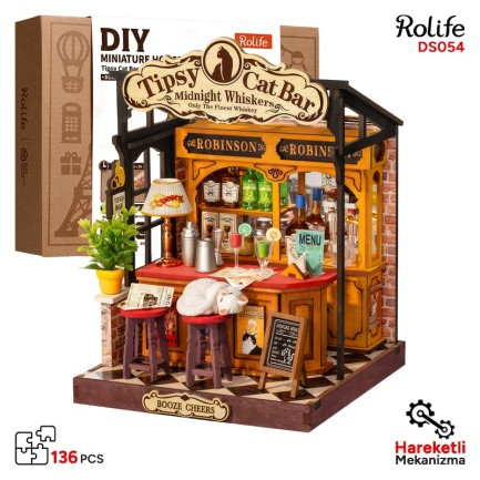 Rolife - Rolife DS054 Tipsy Cat Bar 3D Wooden Puzzle