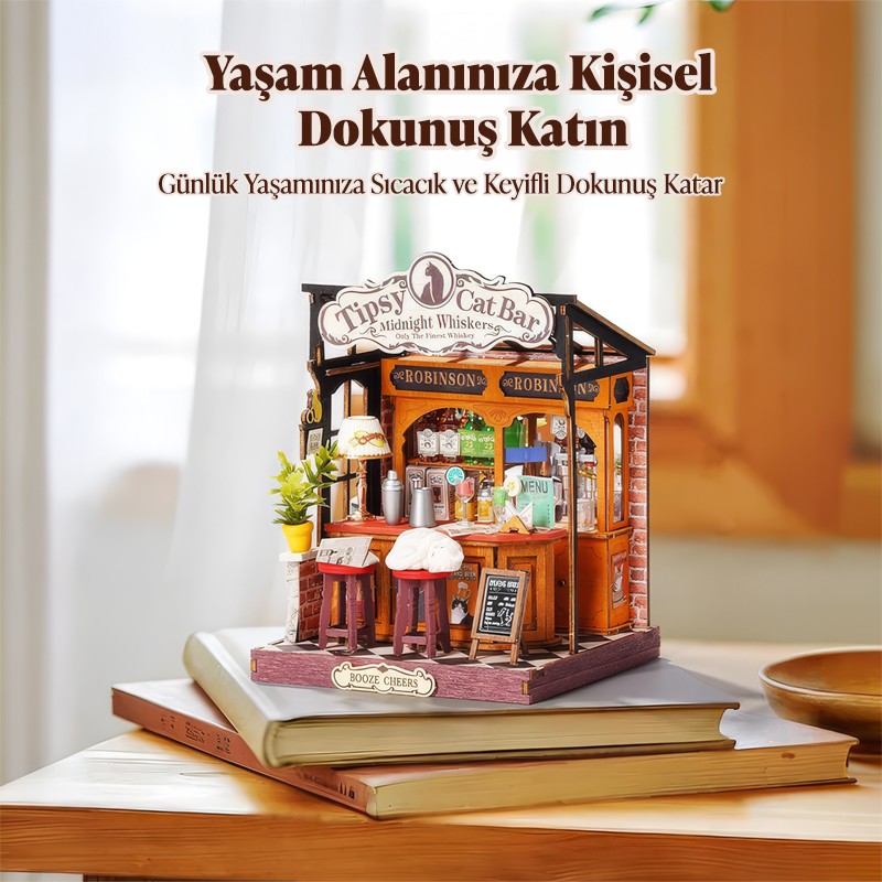 Rolife DS054 Tipsy Cat Bar 3D Wooden Puzzle