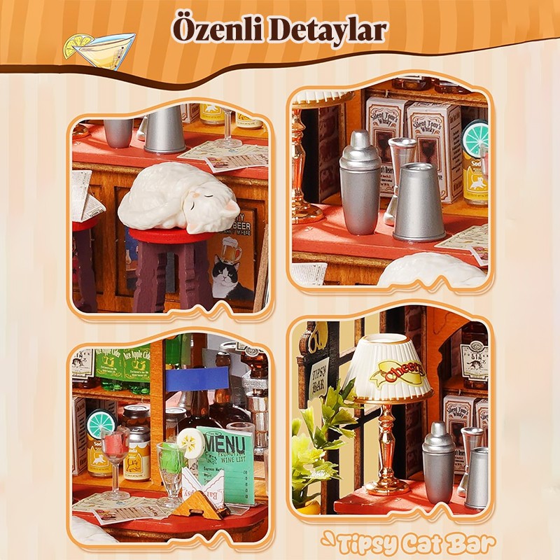 Rolife DS054 Tipsy Cat Bar 3D Wooden Puzzle
