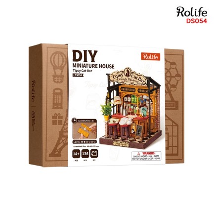 Rolife DS054 Tipsy Cat Bar 3D Wooden Puzzle - Thumbnail