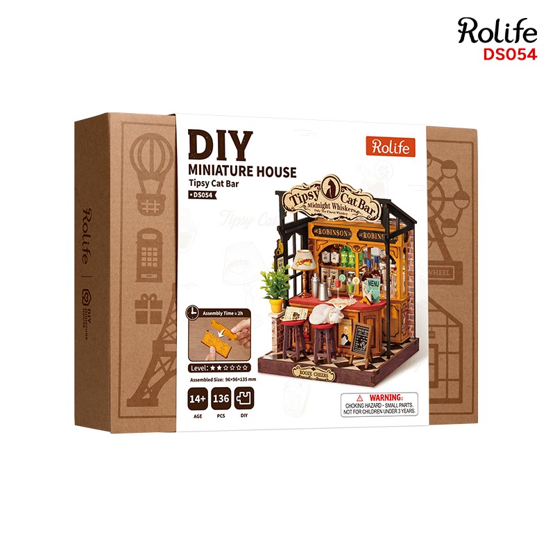 Rolife DS054 Tipsy Cat Bar 3D Wooden Puzzle
