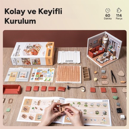 Rolife DW007 Konforlu Oturma Odası (Cozy Living Lounge) DIY Minyatür Maket Model Seti Mini Dollhouse 3D Model Kit Detaylı Dekoratif Hobi Seti 3D Puzzle Tiny House - Thumbnail