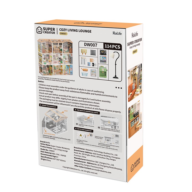 Rolife DW007 Konforlu Oturma Odası (Cozy Living Lounge) DIY Minyatür Maket Model Seti Mini Dollhouse 3D Model Kit Detaylı Dekoratif Hobi Seti 3D Puzzle Tiny House