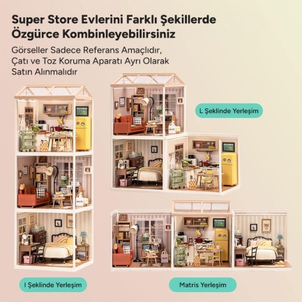 Rolife DW008 Mutlu Yemekler Mutfağı Happy Meals Kitchen DIY Minyatür Maket Model Seti Mini Dollhouse 3D Model Kit Detaylı Dekoratif Hobi Seti 3D Puzzle Tiny House - Thumbnail