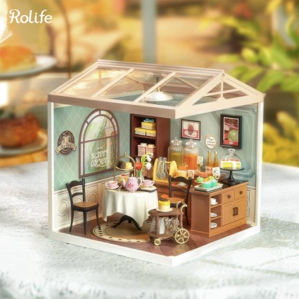 Rolife DW011 Tatlı Çay Dükkanı (Sweet Sips Tea) DIY Minyatür Maket Model Seti Mini Dollhouse 3D Model Kit Detaylı Dekoratif Hobi Seti 3D Puzzle Tiny House - Thumbnail