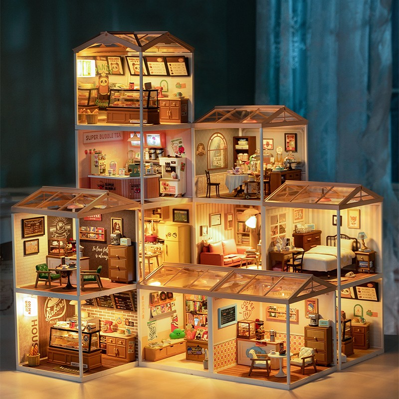 Rolife DW011 Tatlı Çay Dükkanı (Sweet Sips Tea) DIY Minyatür Maket Model Seti Mini Dollhouse 3D Model Kit Detaylı Dekoratif Hobi Seti 3D Puzzle Tiny House