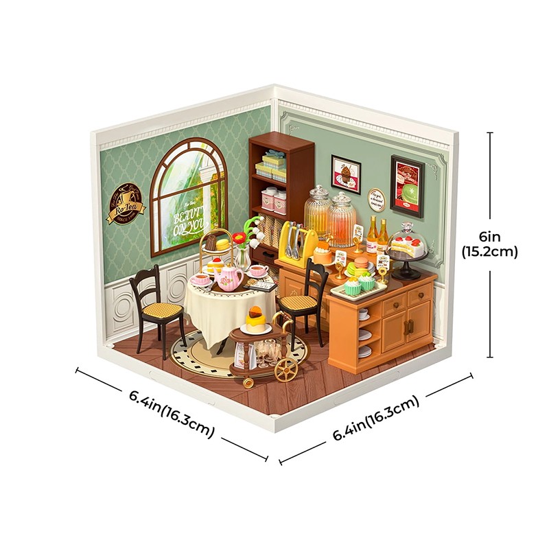 Rolife DW011 Tatlı Çay Dükkanı (Sweet Sips Tea) DIY Minyatür Maket Model Seti Mini Dollhouse 3D Model Kit Detaylı Dekoratif Hobi Seti 3D Puzzle Tiny House