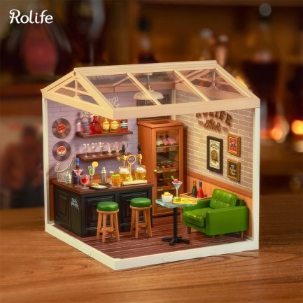 Rolife DW012 Keyifli İçki Barı (Leisurely Cheers Bar) DIY Minyatür Maket Model Seti Mini Dollhouse 3D Model Kit Detaylı Dekoratif Hobi Seti 3D Puzzle Tiny House - Thumbnail