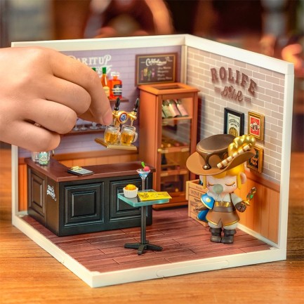 Rolife DW012 Keyifli İçki Barı (Leisurely Cheers Bar) DIY Minyatür Maket Model Seti Mini Dollhouse 3D Model Kit Detaylı Dekoratif Hobi Seti 3D Puzzle Tiny House - Thumbnail