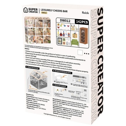Rolife DW012 Keyifli İçki Barı (Leisurely Cheers Bar) DIY Minyatür Maket Model Seti Mini Dollhouse 3D Model Kit Detaylı Dekoratif Hobi Seti 3D Puzzle Tiny House - Thumbnail