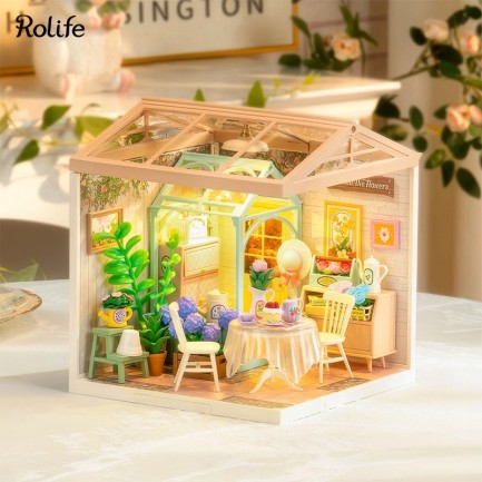 Rolife DW013B Çiçek Açan Çay Bahçesi Blooming Tea Garden DIY Minyatür Maket Model Set Mini Dollhouse 3D Model Kit Detaylı Dekoratif Hobi Seti 3D Puzzle Tiny House - Thumbnail