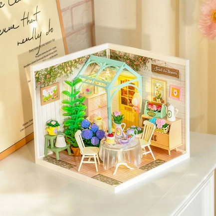 Rolife DW013B Çiçek Açan Çay Bahçesi Blooming Tea Garden DIY Minyatür Maket Model Set Mini Dollhouse 3D Model Kit Detaylı Dekoratif Hobi Seti 3D Puzzle Tiny House - Thumbnail
