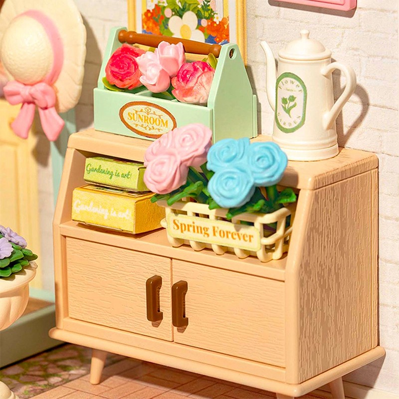 Rolife DW013B Çiçek Açan Çay Bahçesi Blooming Tea Garden DIY Minyatür Maket Model Set Mini Dollhouse 3D Model Kit Detaylı Dekoratif Hobi Seti 3D Puzzle Tiny House