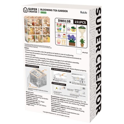 Rolife DW013B Çiçek Açan Çay Bahçesi Blooming Tea Garden DIY Minyatür Maket Model Set Mini Dollhouse 3D Model Kit Detaylı Dekoratif Hobi Seti 3D Puzzle Tiny House - Thumbnail