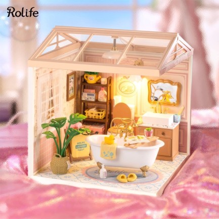 Rolife DW014B Banyo Odası (Pop Bubble Bathroom) DIY Minyatür Maket Model Seti Mini Dollhouse 3D Model Kit Detaylı Dekoratif Hobi Seti 3D Puzzle Tiny House - Thumbnail