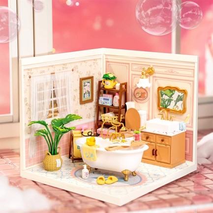 Rolife DW014B Banyo Odası (Pop Bubble Bathroom) DIY Minyatür Maket Model Seti Mini Dollhouse 3D Model Kit Detaylı Dekoratif Hobi Seti 3D Puzzle Tiny House - Thumbnail