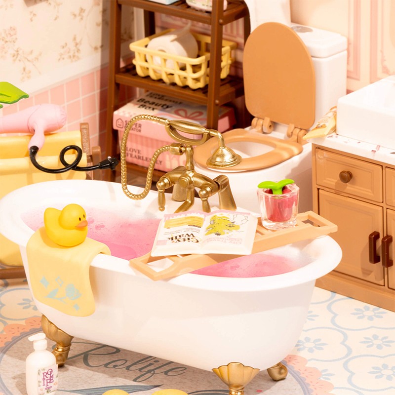 Rolife DW014B Banyo Odası (Pop Bubble Bathroom) DIY Minyatür Maket Model Seti Mini Dollhouse 3D Model Kit Detaylı Dekoratif Hobi Seti 3D Puzzle Tiny House