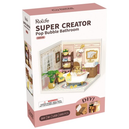 Rolife DW014B Banyo Odası (Pop Bubble Bathroom) DIY Minyatür Maket Model Seti Mini Dollhouse 3D Model Kit Detaylı Dekoratif Hobi Seti 3D Puzzle Tiny House - Thumbnail