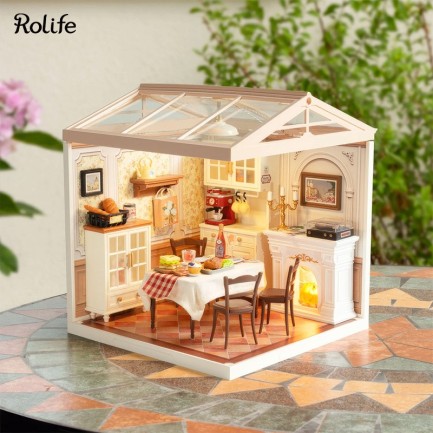 Rolife DW015B Yemek Odası (Warm Dining Room) DIY Minyatür Maket Model Seti Mini Dollhouse 3D Model Kit Detaylı Dekoratif Hobi Seti 3D Puzzle Tiny House - Thumbnail