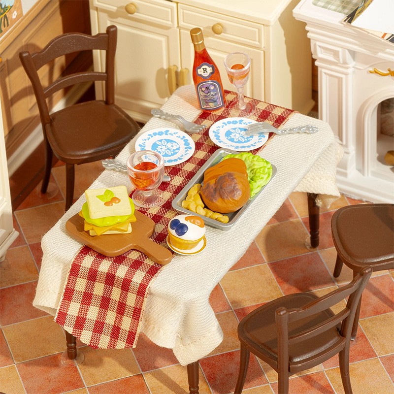 Rolife DW015B Yemek Odası (Warm Dining Room) DIY Minyatür Maket Model Seti Mini Dollhouse 3D Model Kit Detaylı Dekoratif Hobi Seti 3D Puzzle Tiny House