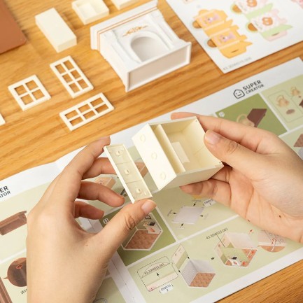Rolife DW015B Yemek Odası (Warm Dining Room) DIY Minyatür Maket Model Seti Mini Dollhouse 3D Model Kit Detaylı Dekoratif Hobi Seti 3D Puzzle Tiny House - Thumbnail