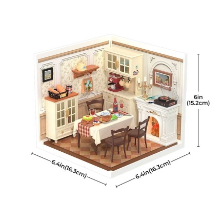 Rolife DW015B Yemek Odası (Warm Dining Room) DIY Minyatür Maket Model Seti Mini Dollhouse 3D Model Kit Detaylı Dekoratif Hobi Seti 3D Puzzle Tiny House - Thumbnail