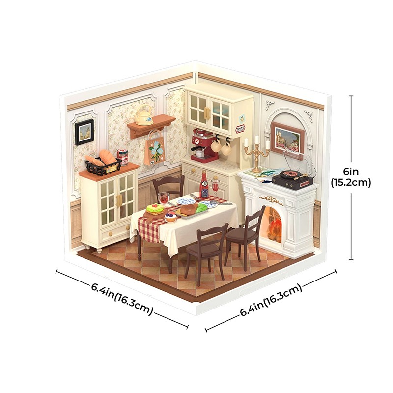 Rolife DW015B Yemek Odası (Warm Dining Room) DIY Minyatür Maket Model Seti Mini Dollhouse 3D Model Kit Detaylı Dekoratif Hobi Seti 3D Puzzle Tiny House